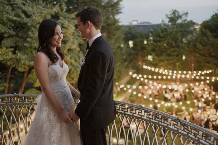 String lights outdoor wedding